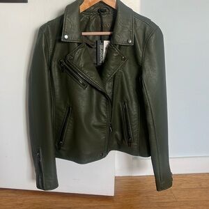 Blank NYC Onyx Vegan Leather Jacket in Olive